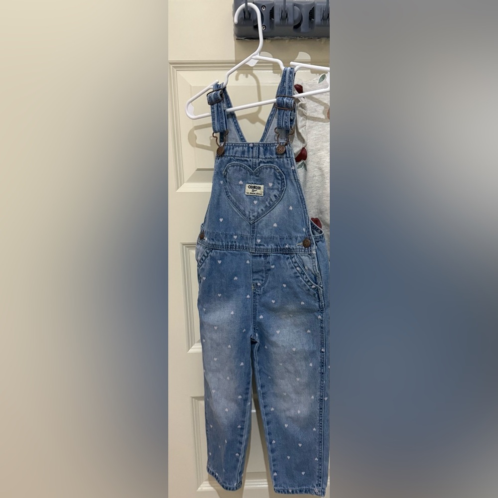 OshKosh B'gosh Blue Denim Overalls with Heart Pocket